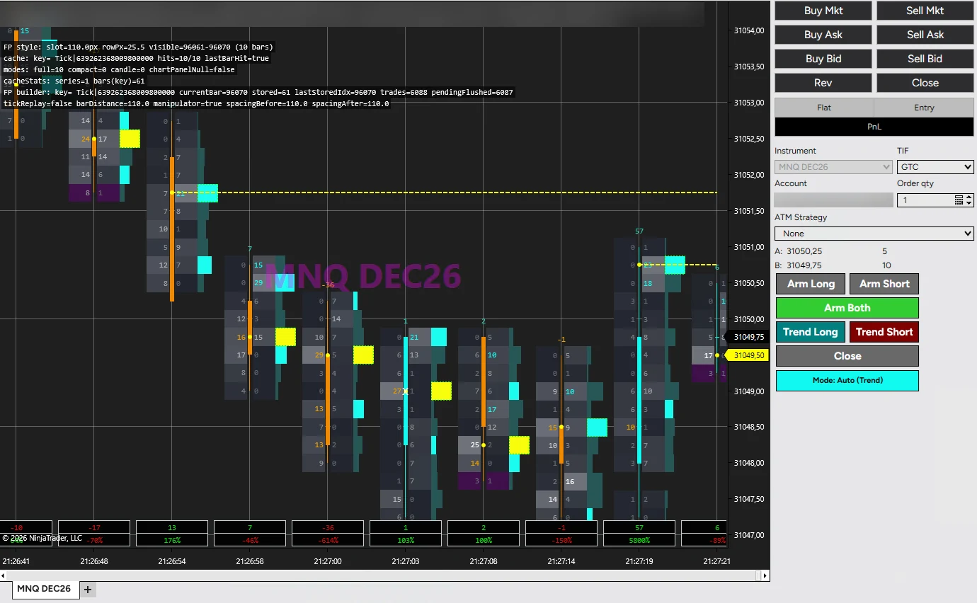 Vantedge FlowPilot interface for NinjaTrader 8